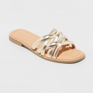 NWT Women’s  Universal Thread Rian Slide Tan and Gold Sandals Size 6.5